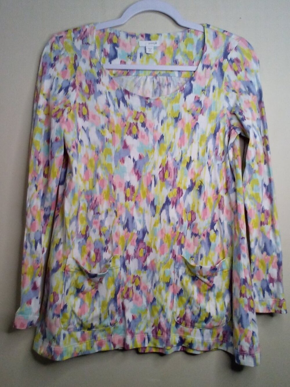 Pure J Jill Shirt Women XS Long Sleeve Pockets Pattern Colorful